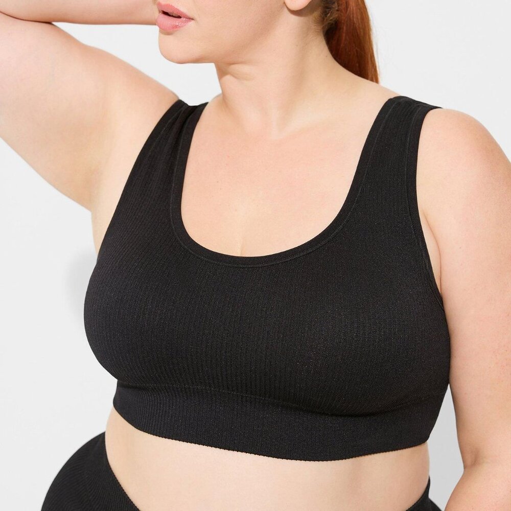 COPY - NEW Torrid Plus Size Black Lightly Lined Seamless Rib Scoop Bralette 4X